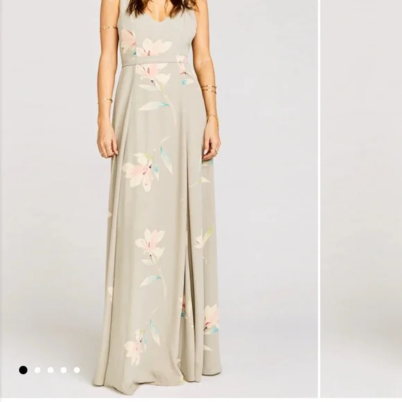 knee length dresses for ladies Nina Maxi Dress, in Champagne Luxe Satin, Size: XL | Show Me Your Mumu main image 1